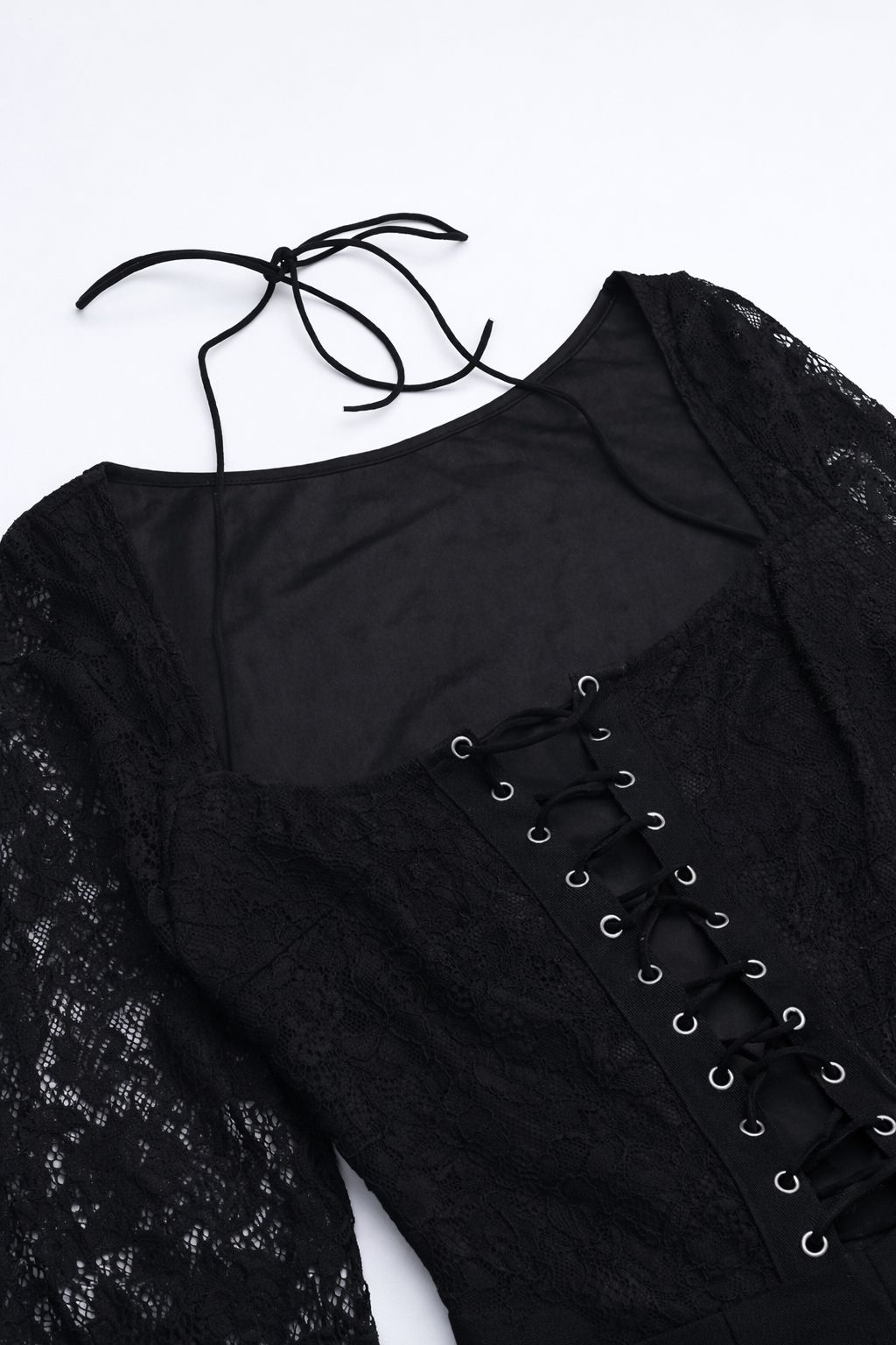 Mono Noir Corset con encaje