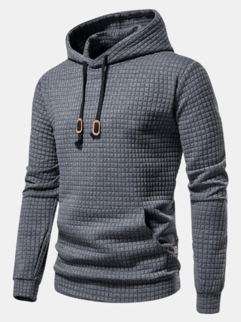 Sudadera Hombre Textura Waffle con Capucha – Confort Térmico y Estilo Urbano