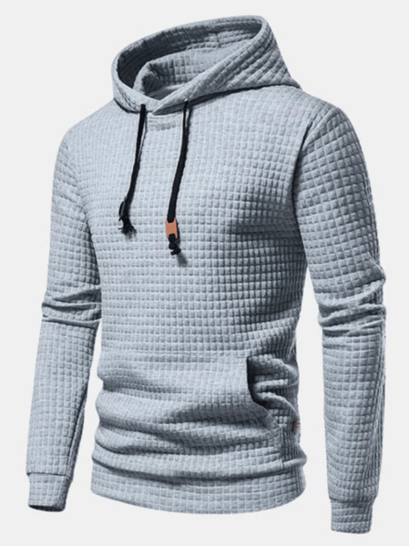 Sudadera Hombre Textura Waffle con Capucha – Confort Térmico y Estilo Urbano