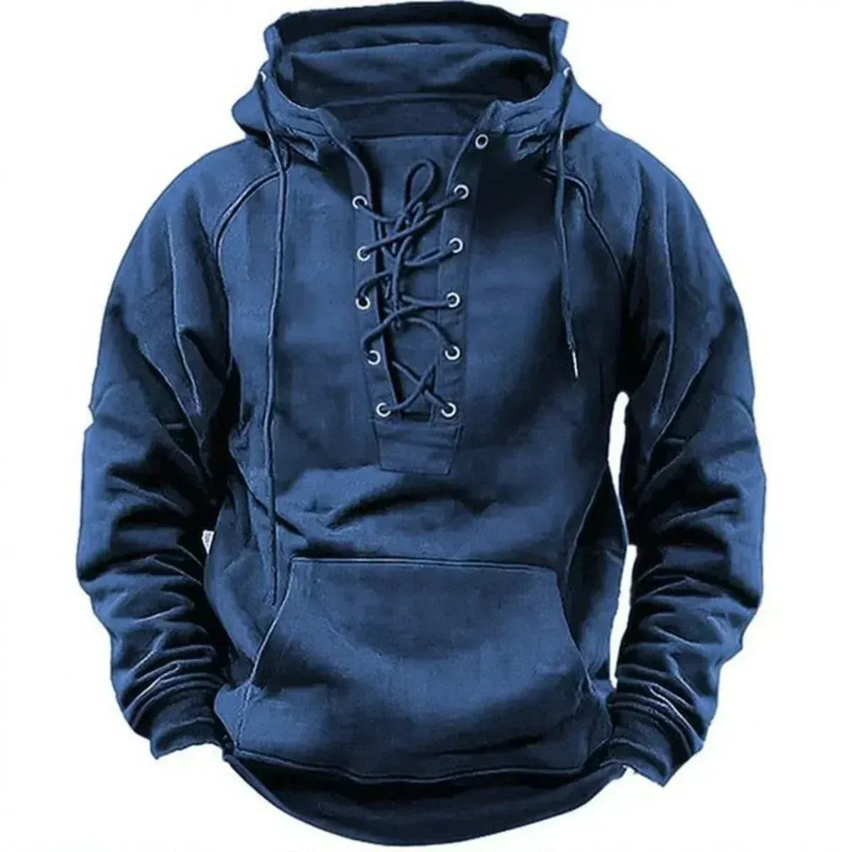 Sudadera Hombre con Cordones y Capucha – Estilo Vintage y Confort Térmico