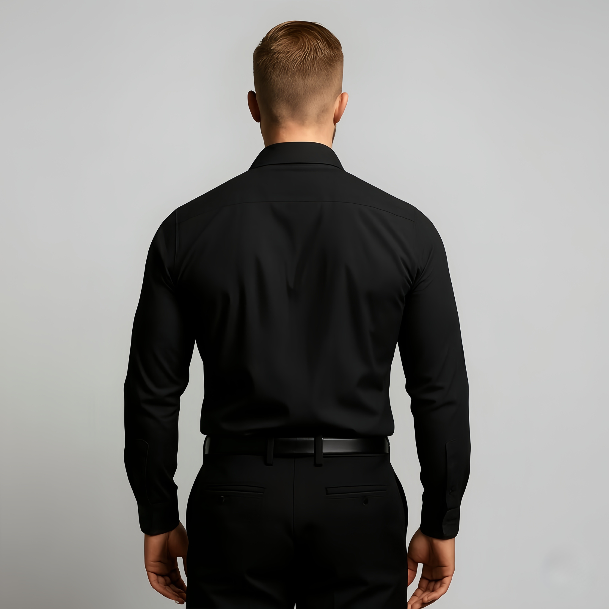Camisa Noir Motion Fit — Elegancia Elástica que se Adapta a ti
